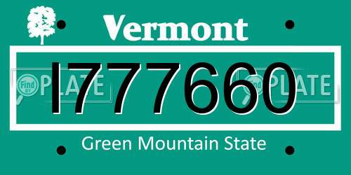I777660 Vermont License Plate