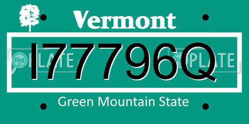 I77796Q Vermont License Plate