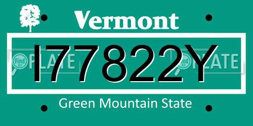 I77822Y Vermont License Plate