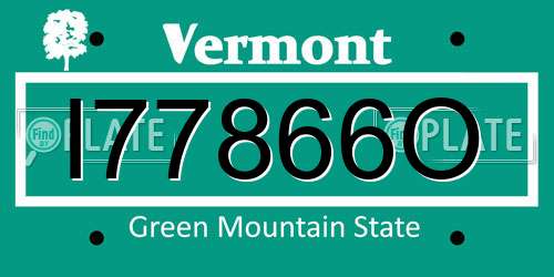 I77866O Vermont License Plate