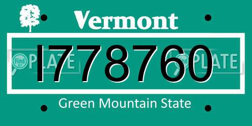 I778760 Vermont License Plate