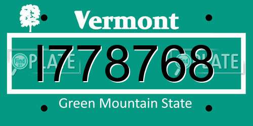 I778768 Vermont License Plate