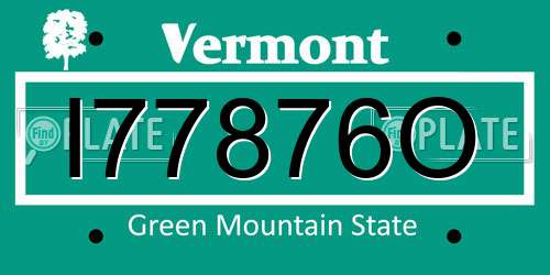 I77876O Vermont License Plate