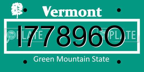 I77896O Vermont License Plate
