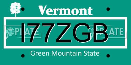 I77ZGB Vermont License Plate