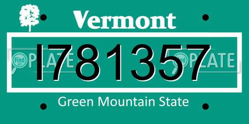 I781357 Vermont License Plate