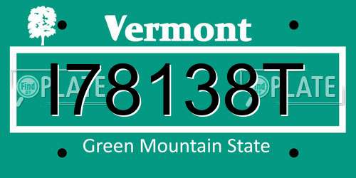 I78138T Vermont License Plate