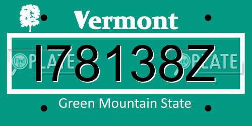 I78138Z Vermont License Plate