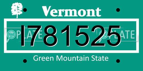 I781525 Vermont License Plate