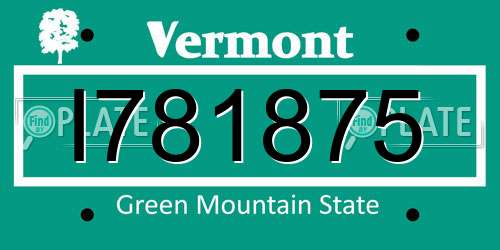 I781875 Vermont License Plate