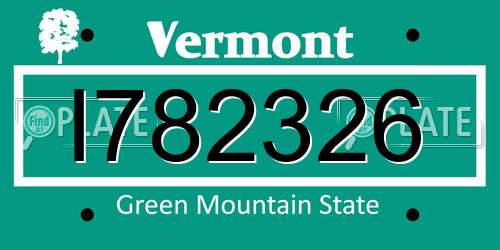 I782326 Vermont License Plate