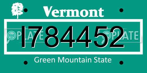 I784452 Vermont License Plate
