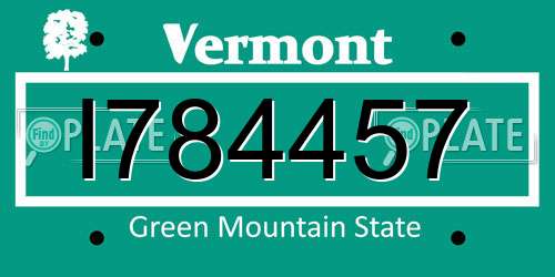 I784457 Vermont License Plate