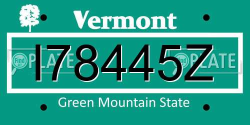 I78445Z Vermont License Plate