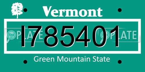 I785401 Vermont License Plate