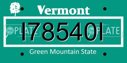 I78540I Vermont License Plate