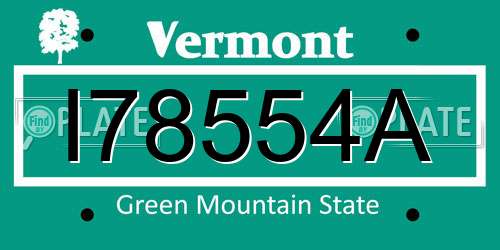 I78554A Vermont License Plate