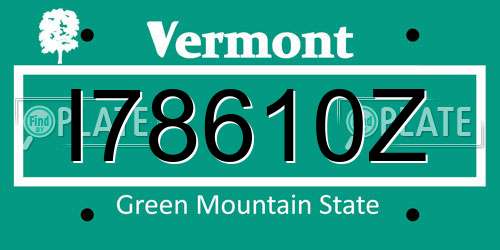 I78610Z Vermont License Plate