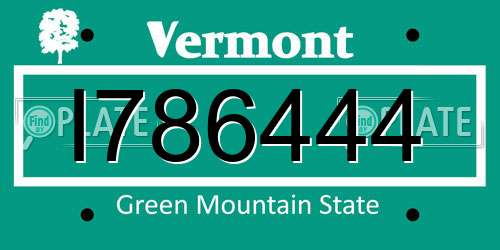 I786444 Vermont License Plate
