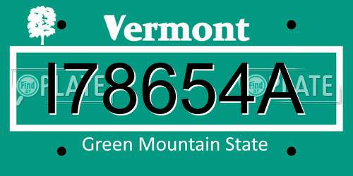 I78654A Vermont License Plate