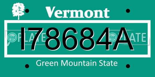 I78684A Vermont License Plate