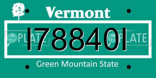 I78840I Vermont License Plate