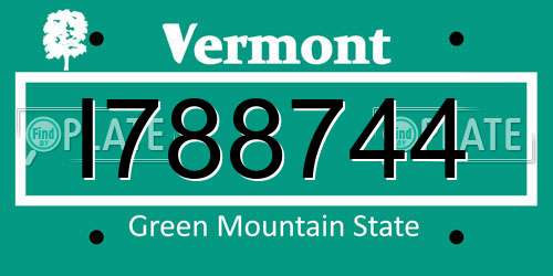 I788744 Vermont License Plate