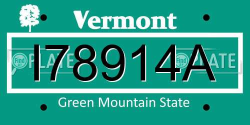 I78914A Vermont License Plate