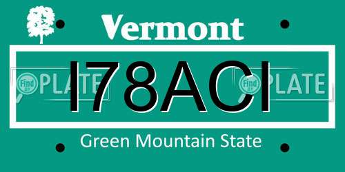 I78ACI Vermont License Plate