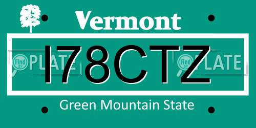 I78CTZ Vermont License Plate