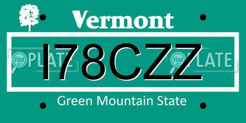 I78CZZ Vermont License Plate