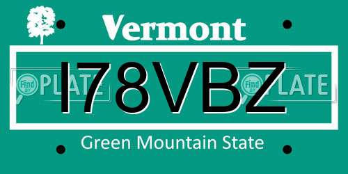 I78VBZ Vermont License Plate