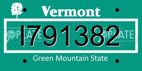 I791382 Vermont License Plate