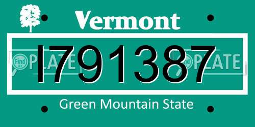 I791387 Vermont License Plate