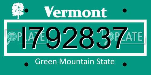 I792837 Vermont License Plate
