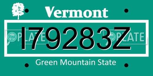 I79283Z Vermont License Plate