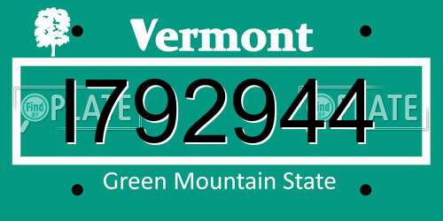 I792944 Vermont License Plate