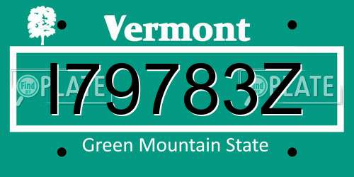I79783Z Vermont License Plate