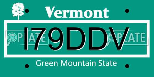 I79DDV Vermont License Plate