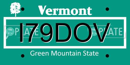 I79DOV Vermont License Plate