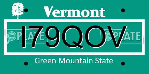 I79QOV Vermont License Plate