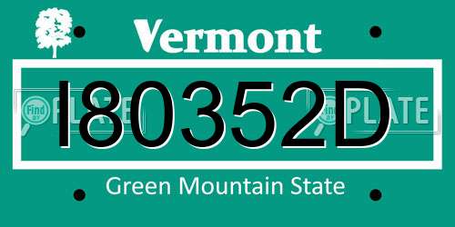 I80352D Vermont License Plate