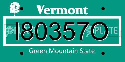 I80357O Vermont License Plate
