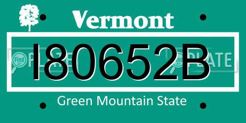 I80652B Vermont License Plate