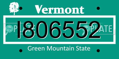 I806552 Vermont License Plate