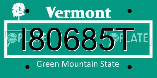 I80685T Vermont License Plate