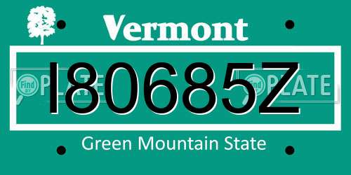 I80685Z Vermont License Plate