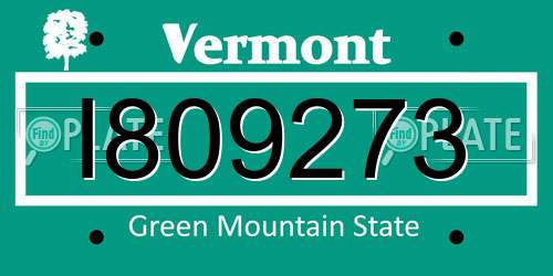 I809273 Vermont License Plate
