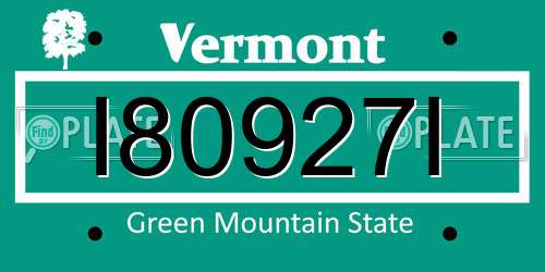 I80927I Vermont License Plate