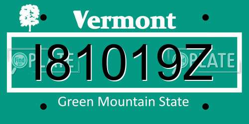 I81019Z Vermont License Plate
